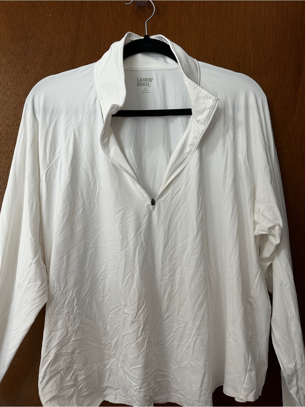 Lands' End Women's Plus Size SunShade UPF 50 Quarter Zip Rash Guard - White